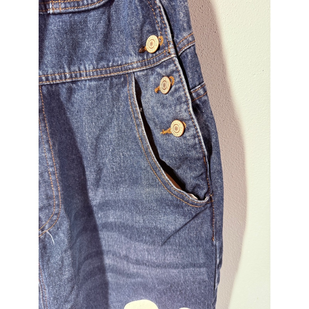 Misslook Womens Denim Overalls 3XL Painted Floral Wide Leg Boho Artsy Retro - Picture 12 of 15